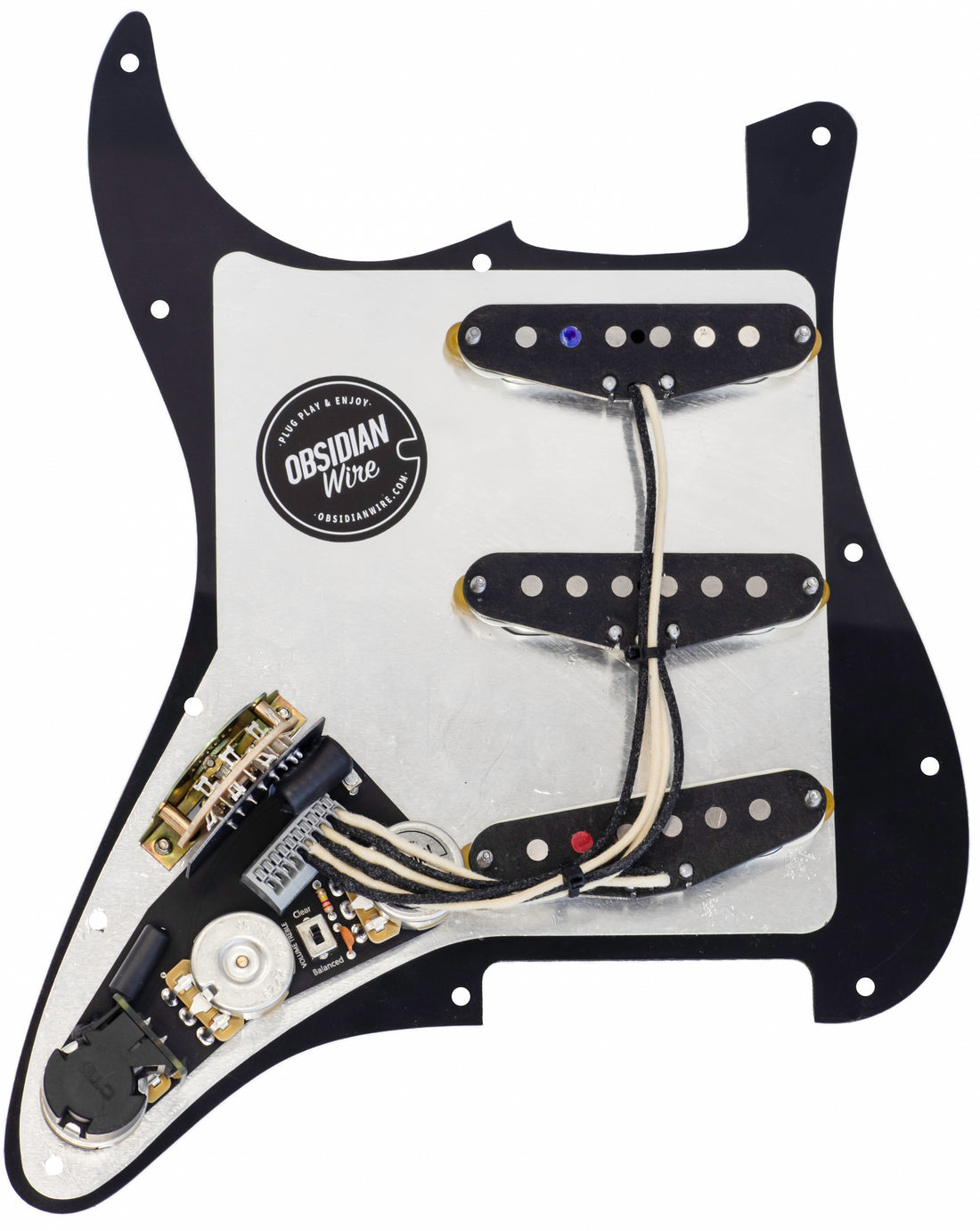 70's Classic Black/White Pre-Wired Pickguard Assembly-J11