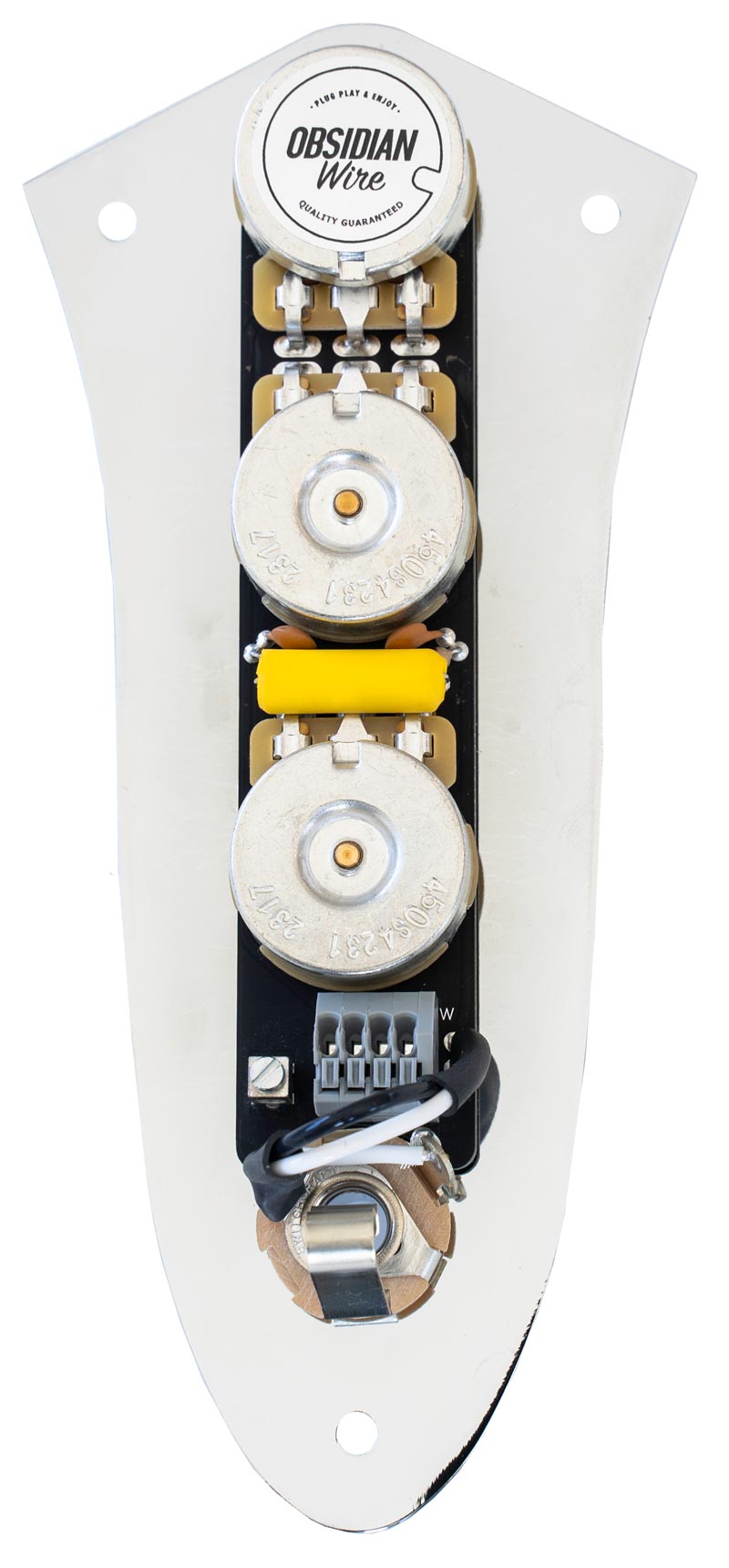 ベース ObsidianWire Jazz Bass Jazz Bass Loaded Control Plate Chrome | ObsidianWire Solderless